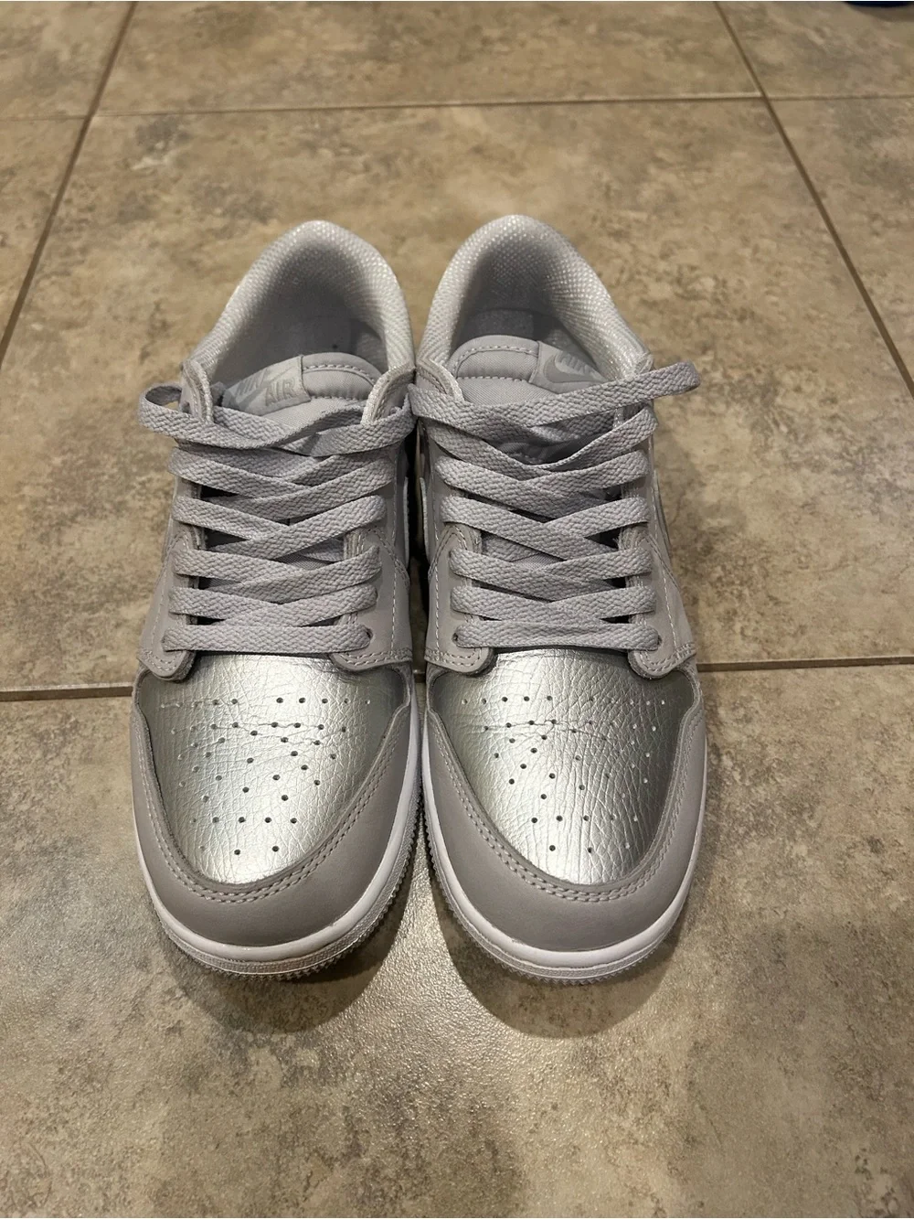 Nike Air Jordan Kids Silver and Light Gray Low Top Sneakers